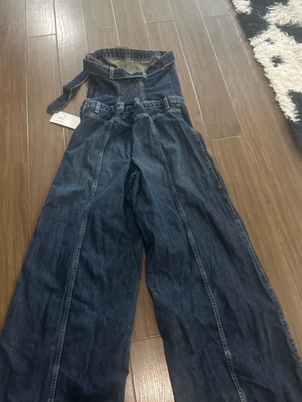 Zara Dark Indigo Strapless Denim Jumpsuit - Picture 2 of 8